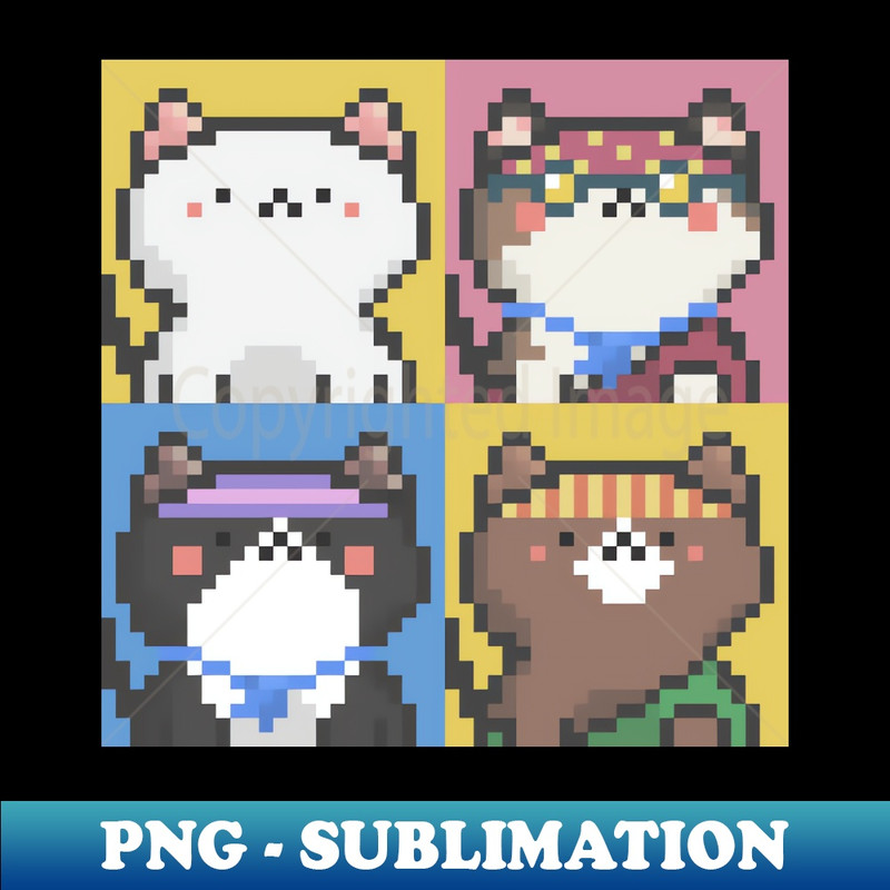 Pixel Cat Tile - PNG Transparent Sublimation File