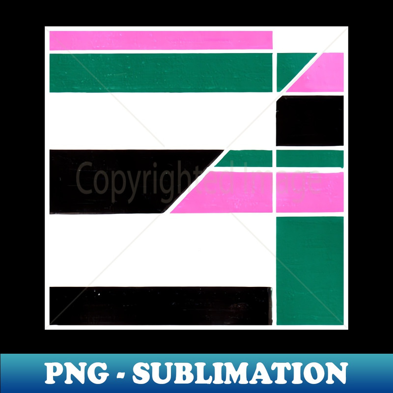 Inverted Pink Green Black Geometric Abstract Acrylic Painting II - Professional Sublimation Digital Download