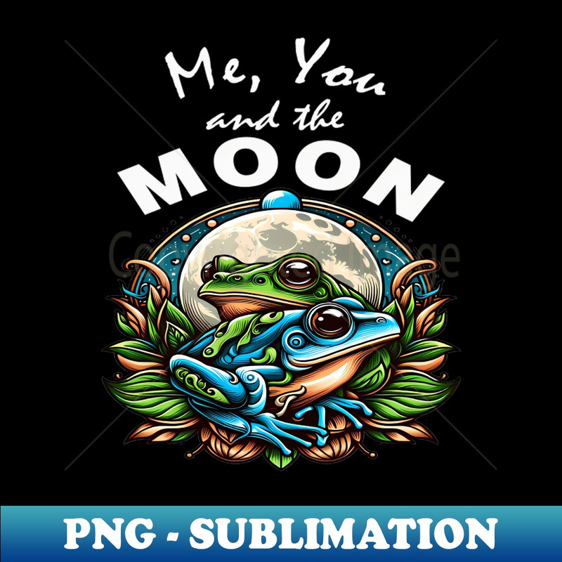 Lunar Serenade A Tale of Two Frogs - Artistic Sublimation Digital File