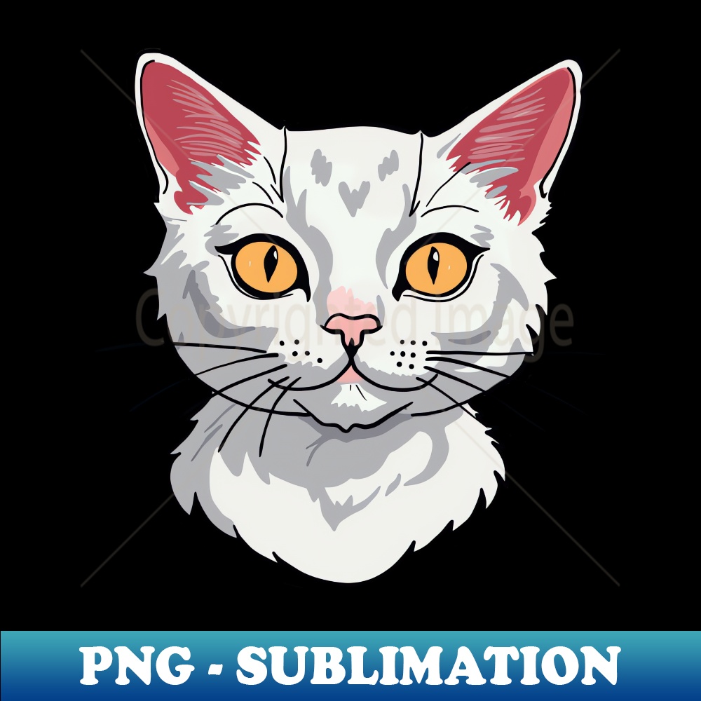 White cat head - Unique Sublimation PNG Download