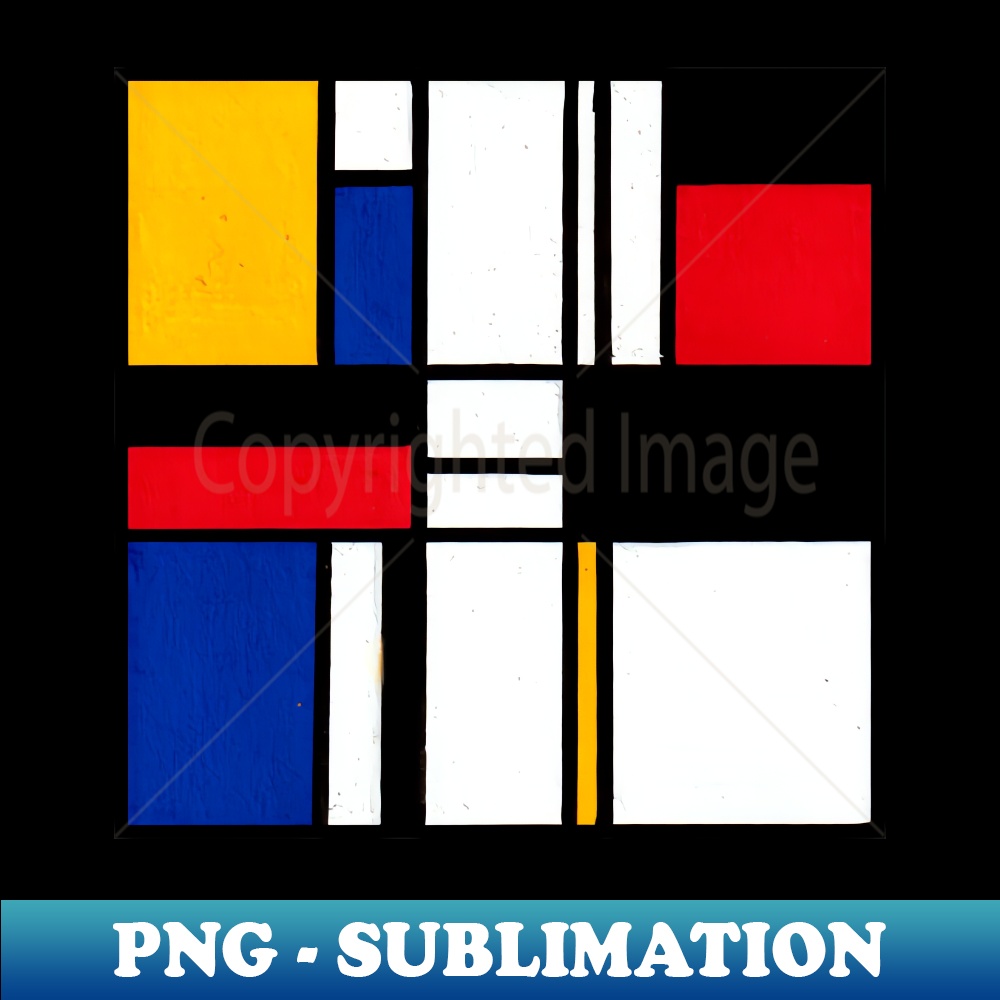 Mondrian Inspired Geometric Abstract Acrylic Painting XIV - PNG Sublimation Digital Download