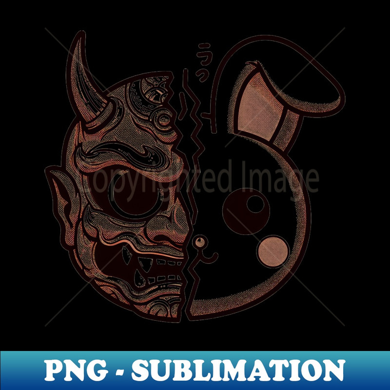 Oni Mask Cute Rabbit - Vintage Sublimation PNG Download
