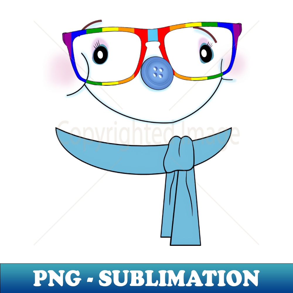 Cute Women's LGBTQ Winter Snowwoman Snowman Face Gay Pride Glasses - Creative Sublimation PNG Download