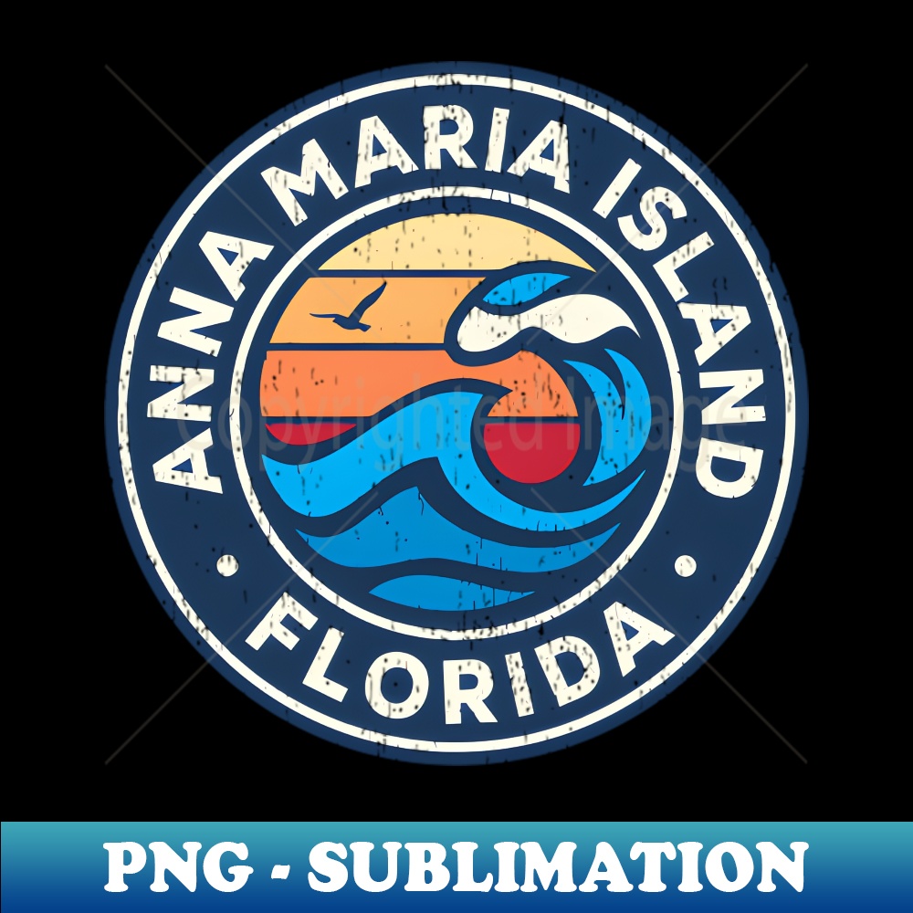 Anna Maria Island Florida Fl Nautical Waves - PNG Sublimation Digital Download