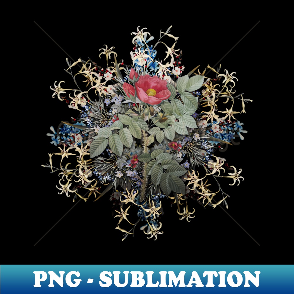Vintage Kamtschatka Rose Flower Wreath - Elegant Sublimation PNG Download