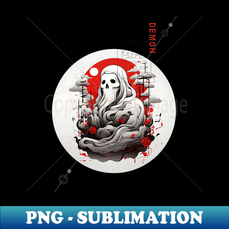 Demon AI east japan china ink design - PNG Transparent Digital Download File for Sublimation