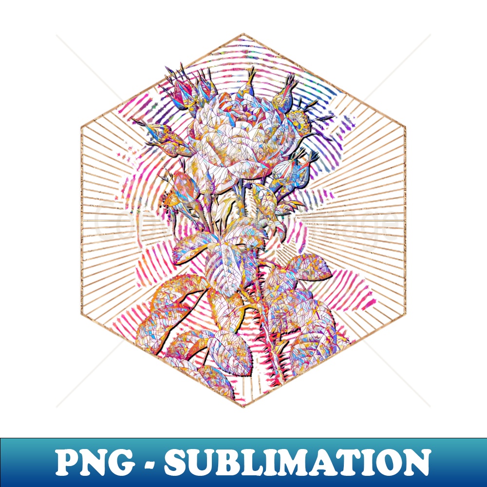 Lelieur's Four Seasons Rose Floral Rainbow Mosaic - PNG Transparent Sublimation Design