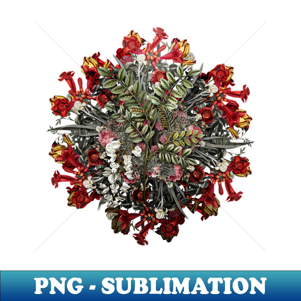 Vintage Black Locust Flower Wreath - PNG Transparent Sublimation Design