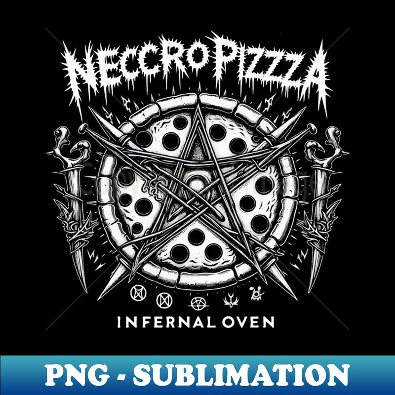 Necro Pizza - Black Metal Pentagram - Infernal Oven - Decorative Sublimation PNG File