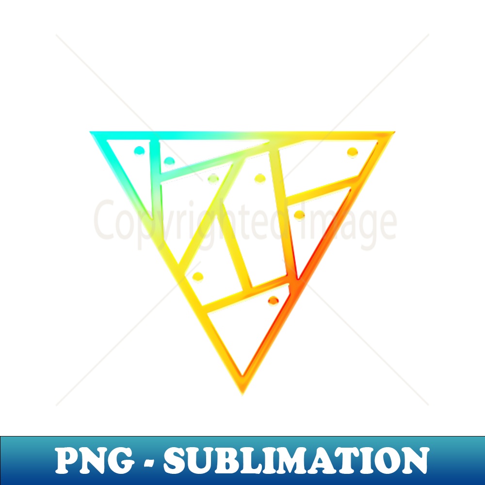 Neon Geometric Glyph Mandala Sigil Rune Sign Seal Cyan Red and Yellow - - Unique Sublimation PNG Download