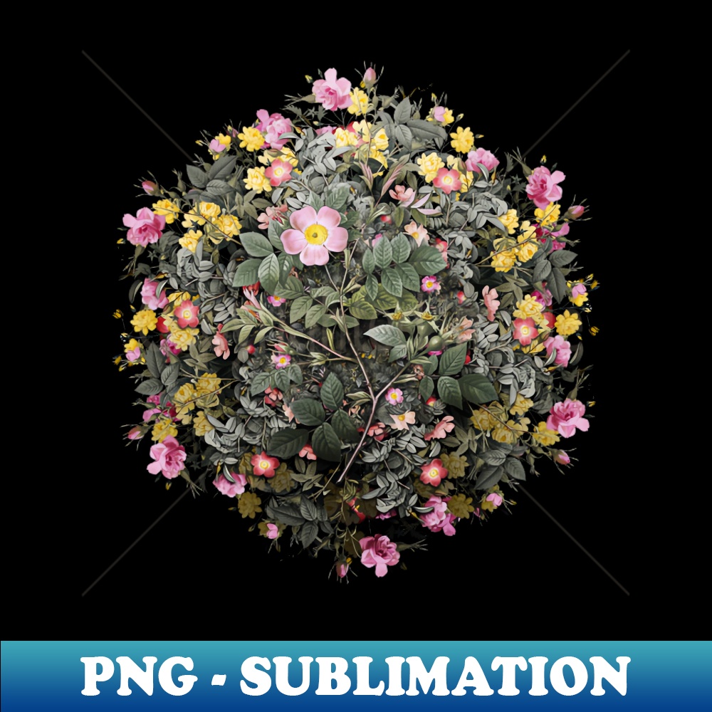 Vintage Malmedy Rose Flower Wreath - Professional Sublimation Digital Download