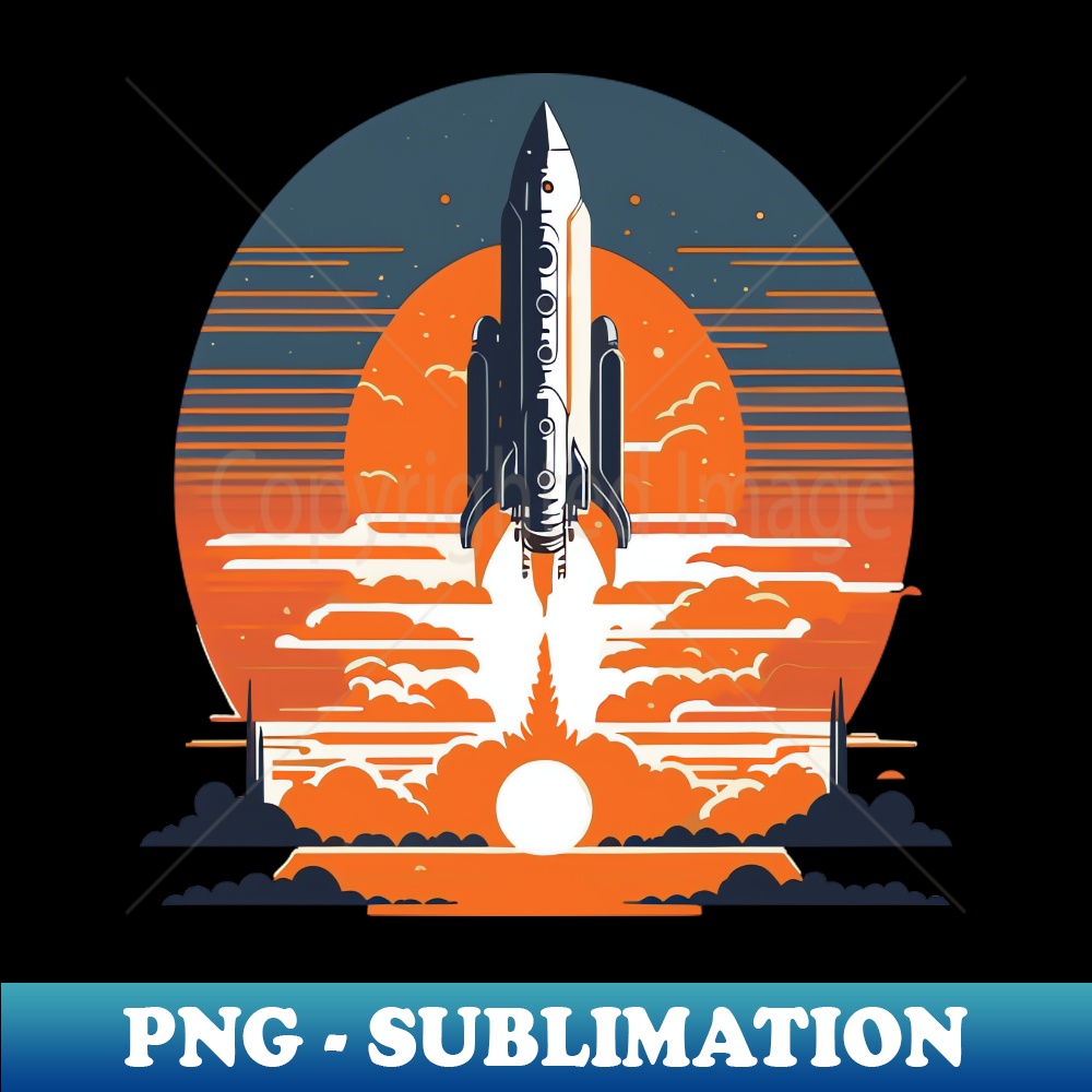 Vintage Retro Space Rocket Launching - Aesthetic Sublimation Digital File