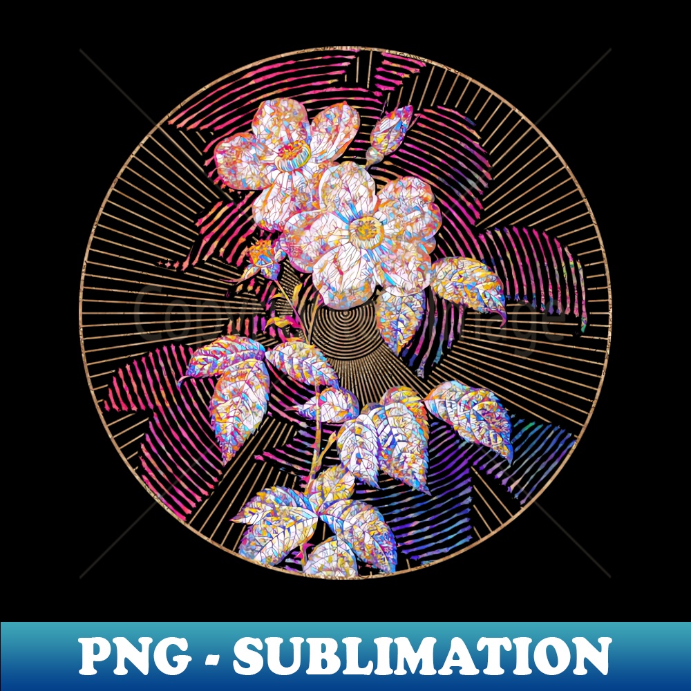 Tea Scented Roses Bloom Floral Rainbow Mosaic - High-Resolution PNG Sublimation File