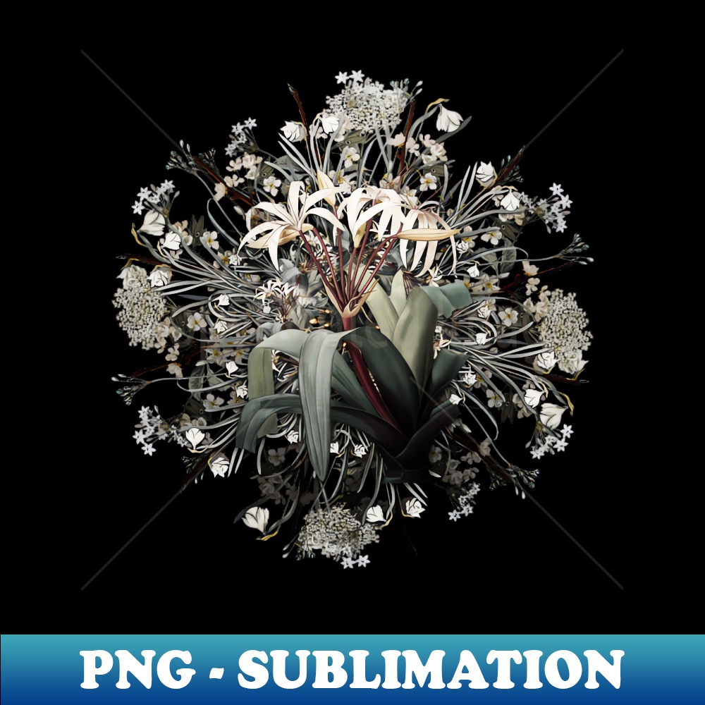 Vintage Crinum Erubescens Flower Wreath - PNG Transparent Sublimation Design