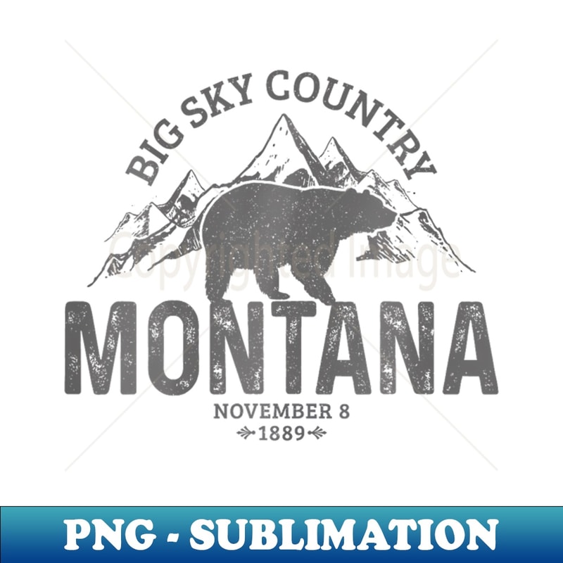 Montana Grizzly Bear Camping Hiking Souvenir - PNG Transparent Sublimation File