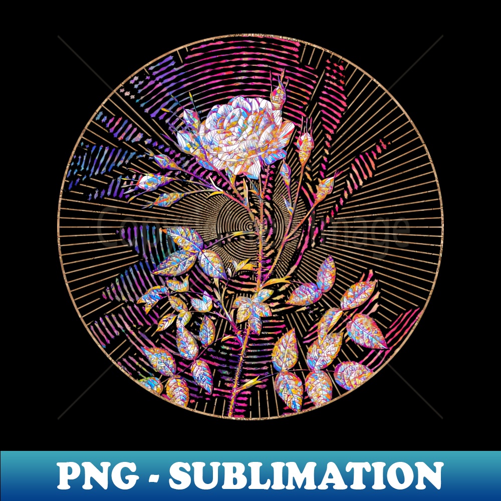 White Rose of Rosenberg Floral Rainbow Mosaic 1 - Premium PNG Sublimation File