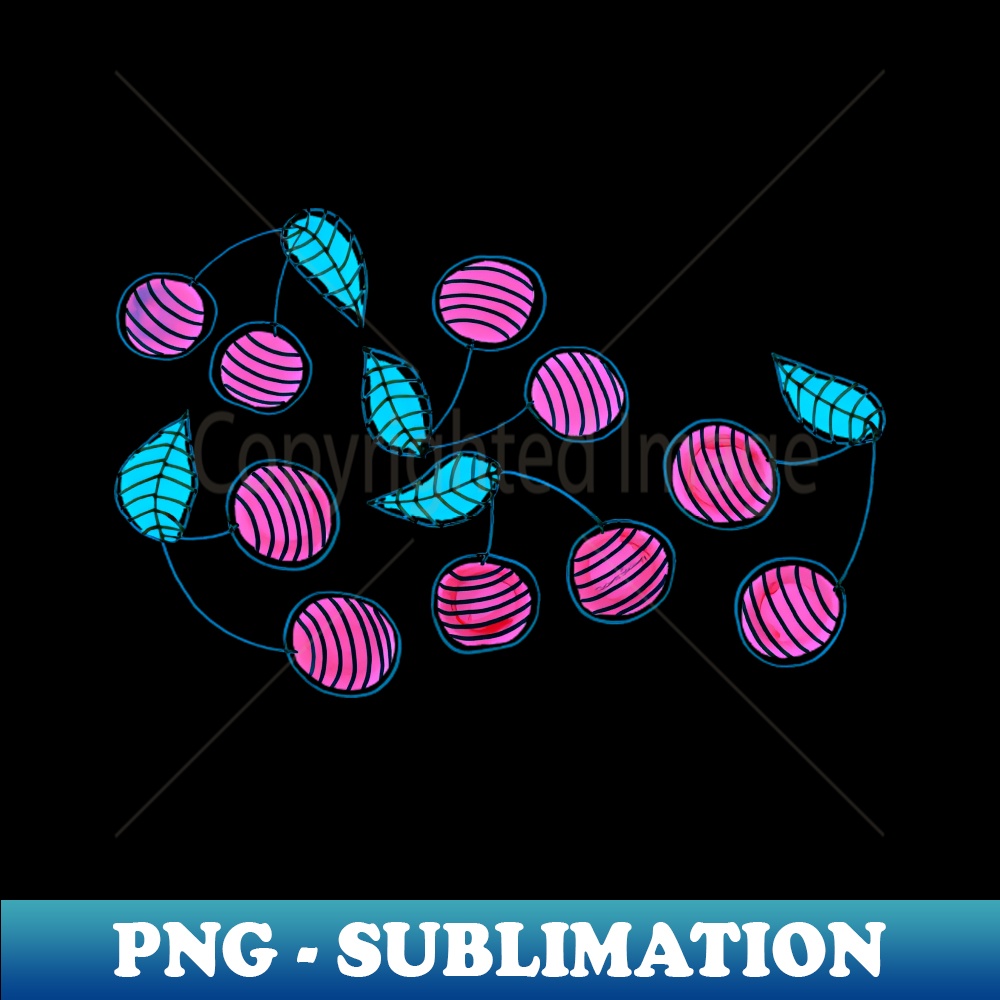 Cherries Powder Blue - Modern Sublimation PNG File