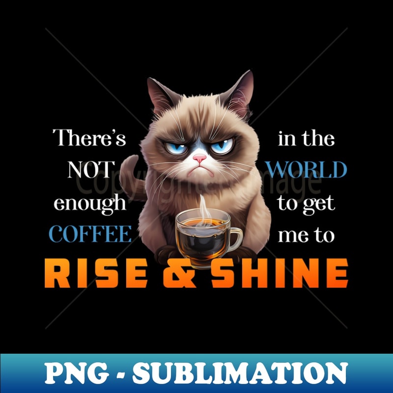 Grumpy Cat Loves Coffee - Retro PNG Sublimation Digital Download
