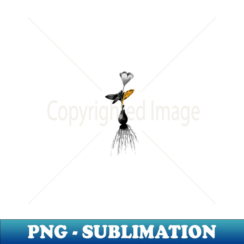 Black and Gold Leaf - Cape Tulip - Vintage Botanical - Retro PNG Sublimation Digital Download