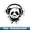 Panda Bear Wearing Headphones - Retro PNG Sublimation Digital Download