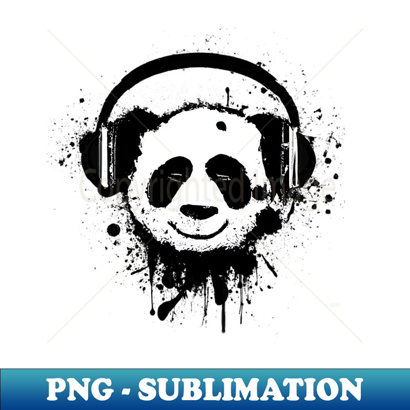 Panda Bear Wearing Headphones - Retro PNG Sublimation Digital Download