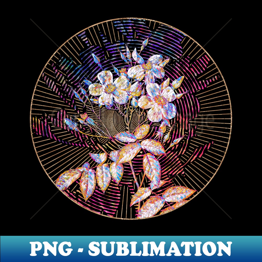 Blooming Musk Rose 2 Floral Rainbow Mosaic - Signature Sublimation PNG File