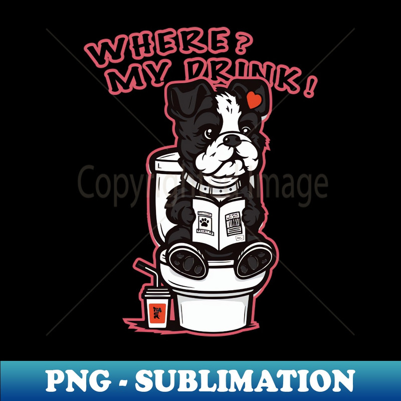Dog reading on the toilet - PNG Sublimation Digital Download