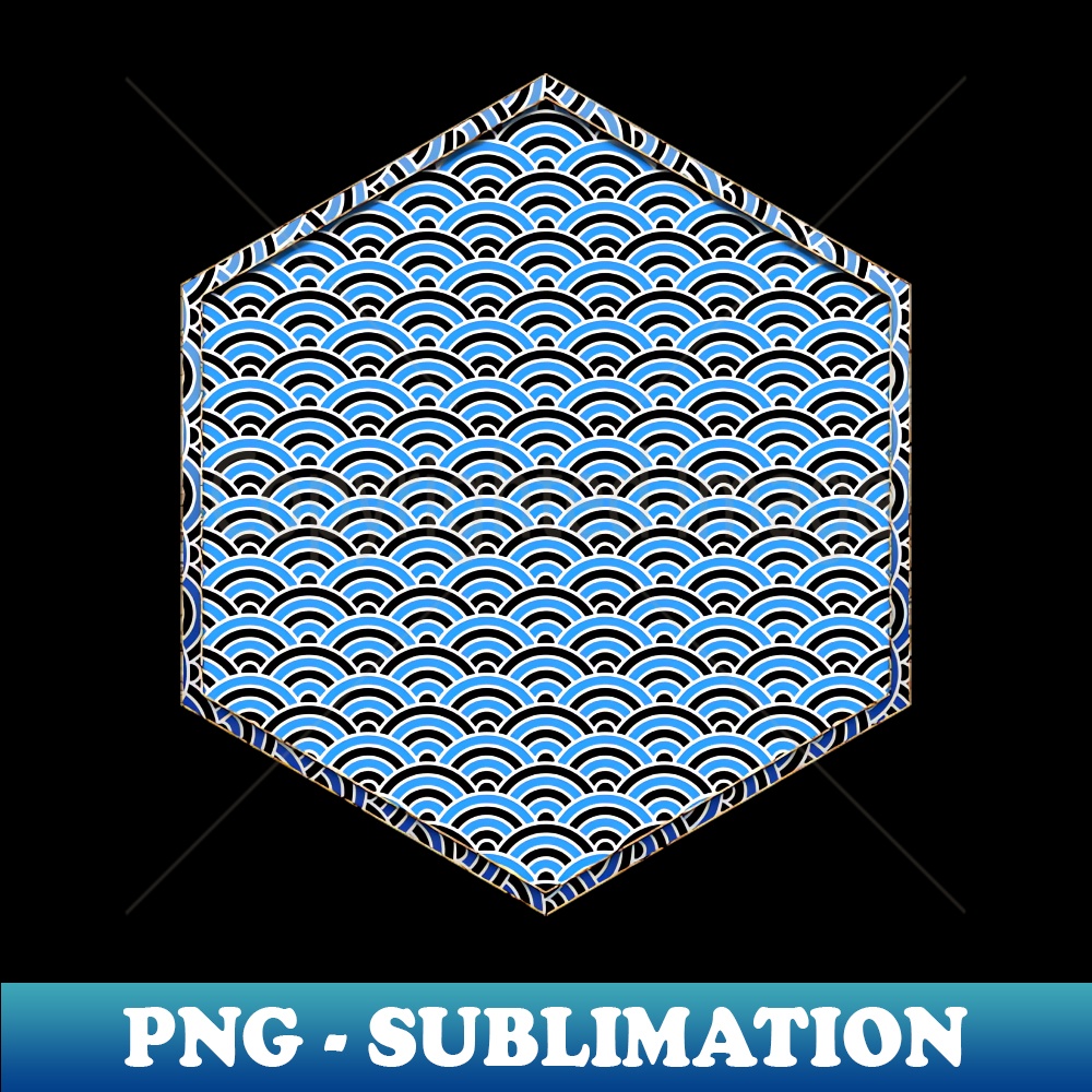 Geometric Inverted Japanese Seigaiha Pattern in Blue n.452 - Creative Sublimation PNG Download