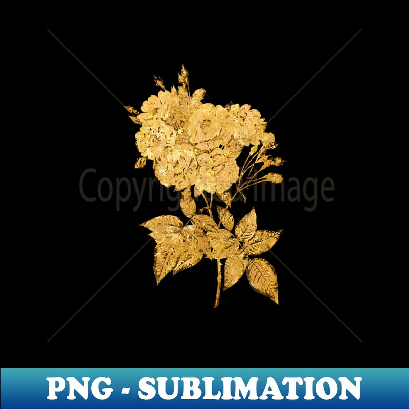 Vintage Gilded Noisette Roses Botanical Gold Leaf - Stylish Sublimation Digital Download