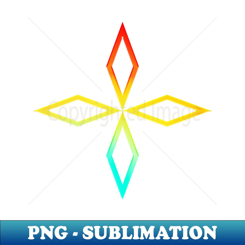 Neon Geometric Glyph Mandala Sigil Rune Sign Seal Cyan Red and Yellow - - Premium PNG Sublimation File