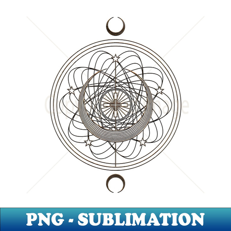 Gold Geometric Glyph Mandala - High-Quality PNG Sublimation Download