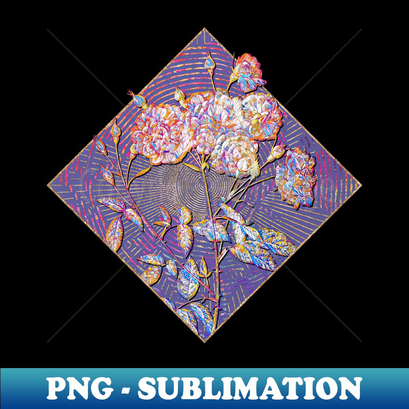 Ternaux Rose Bloom Floral Rainbow Mosaic on Veri Peri - Digital Sublimation Download File