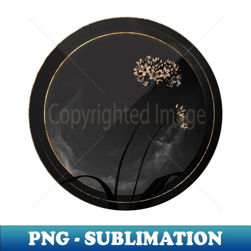 Shadowy Spring Garlic Botanical on Black and Gold - Trendy Sublimation Digital Download