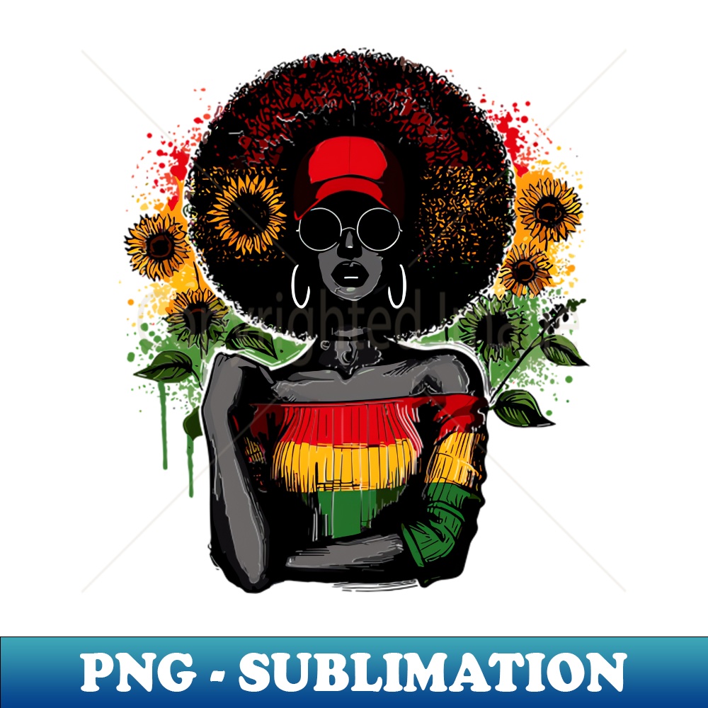 Juneteenth African American Black History Queen Sunflower - High-Quality PNG Sublimation Download