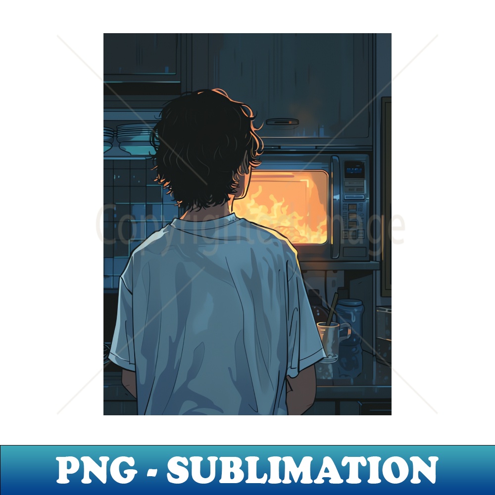 Retro Anime Boy Kitchen Vintage 70s 80s 90s - Sublimation-Ready PNG File