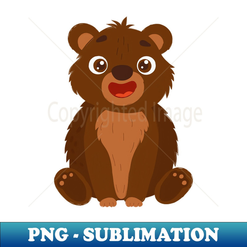 Cheerful Cartoon Bear in Flat Style - Artistic Sublimation Digital File