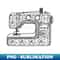 SewLalla Sewing Machine line art drawing - Retro PNG Sublimation Digital Download