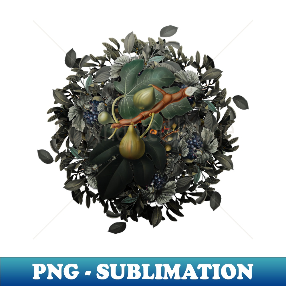 Vintage Fig Fruit Wreath - Modern Sublimation PNG File