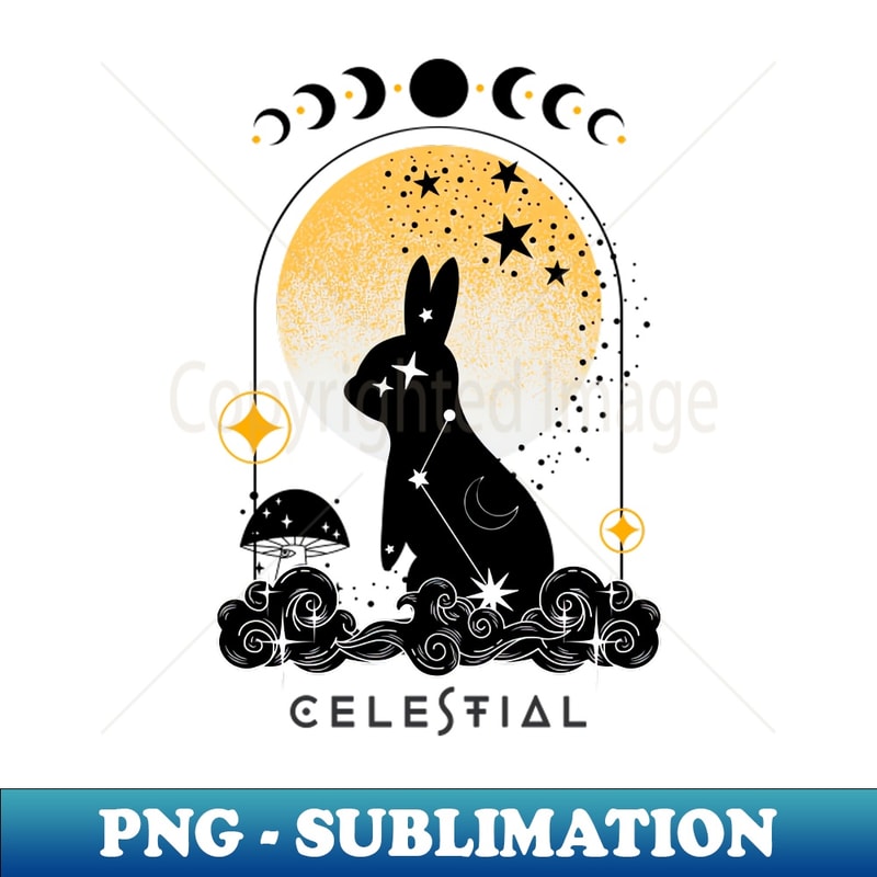 Celestial animal rabbit with magic mushroom - Unique Sublimation PNG Download