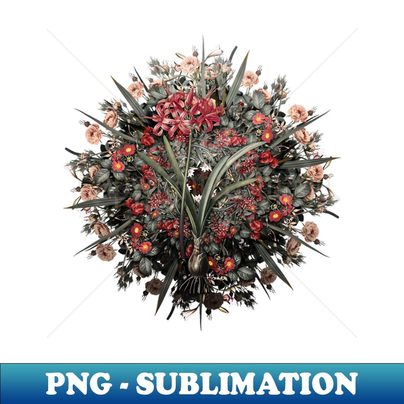 Vintage Guernsey Lily Flower Wreath - PNG Transparent Digital Download File for Sublimation