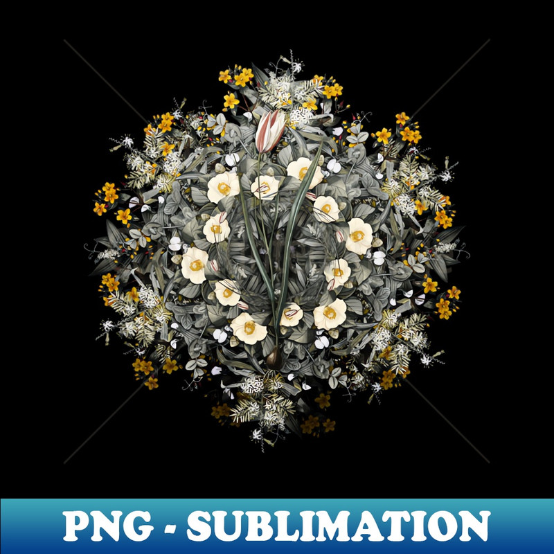 Vintage Lady Tulip Flower Wreath - Aesthetic Sublimation Digital File