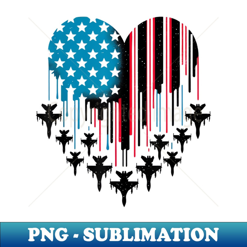 Fighter Jet Airplane American Flag Heart 4Th Of July - Premium Sublimation Digital Download