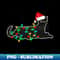 Black Cat tangled in Christmas lights - PNG Transparent Sublimation Design