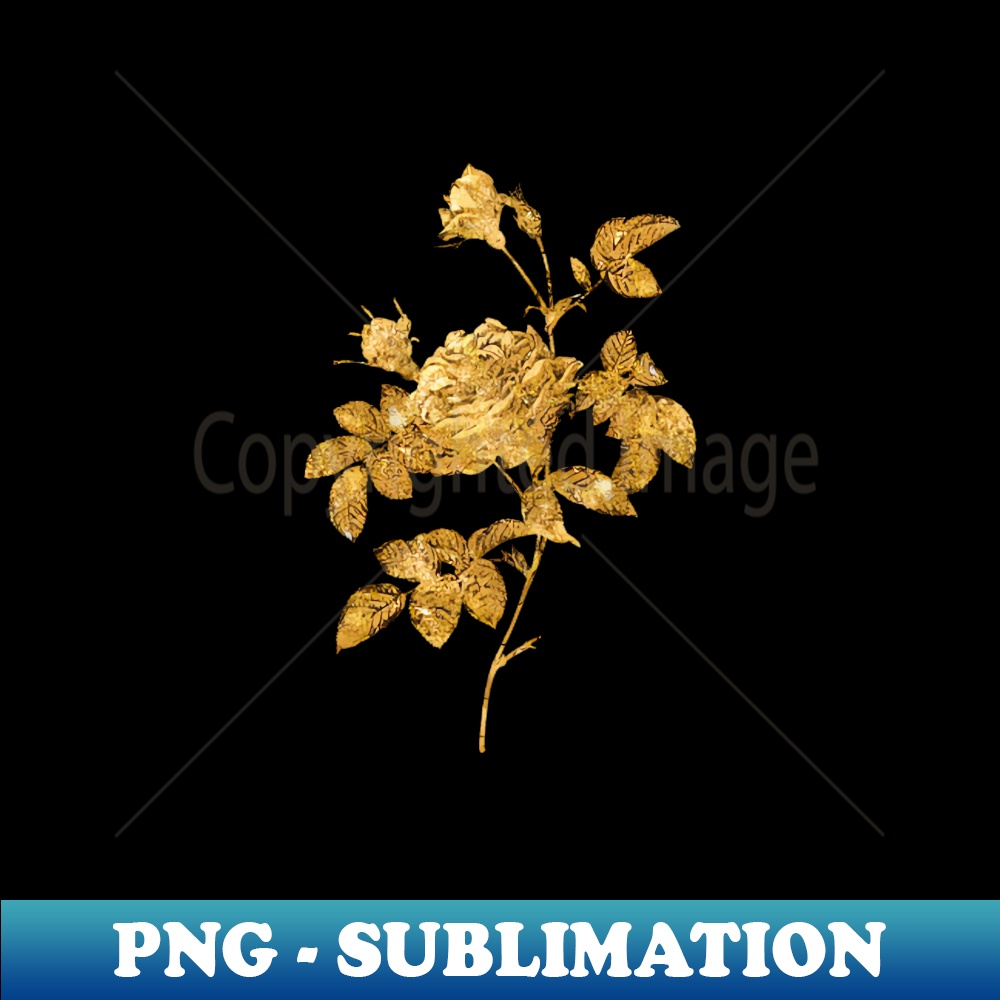 Vintage Gilded Pink Rose Turbine Botanical Gold Leaf - Instant Sublimation Digital Download