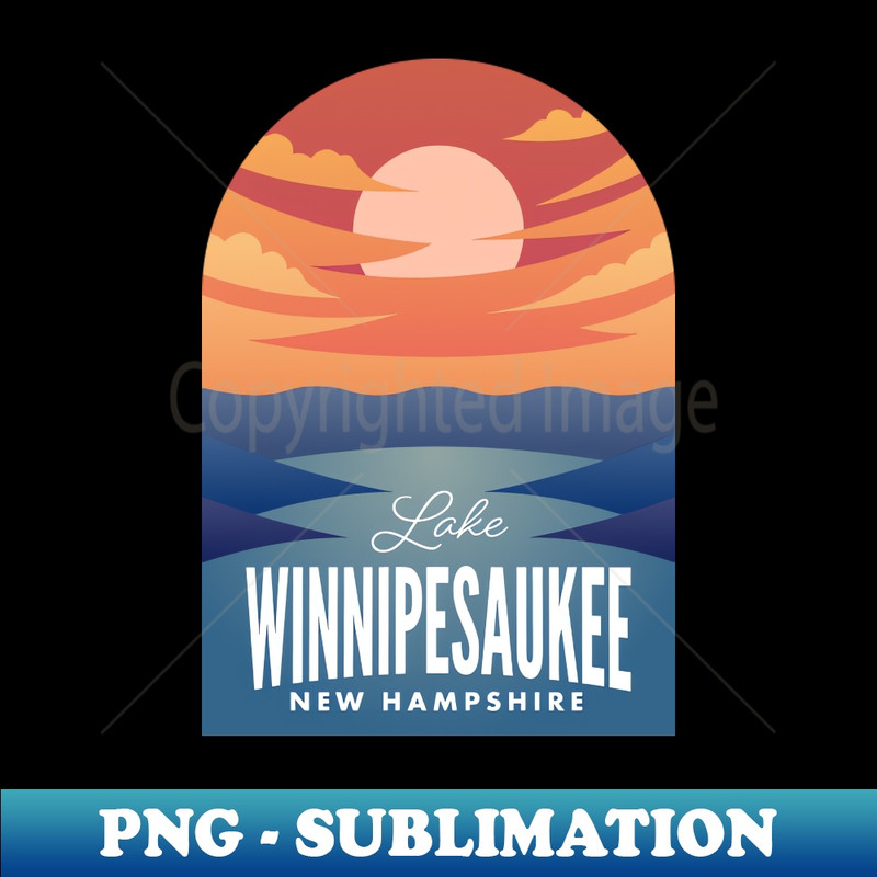 Lake Winnipesaukee NH Retro Sunset - PNG Transparent Sublimation File