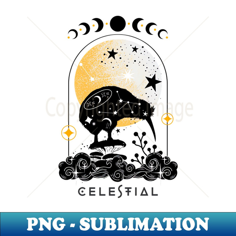 Celestial spirit animal Kiwi - Vintage Sublimation PNG Download