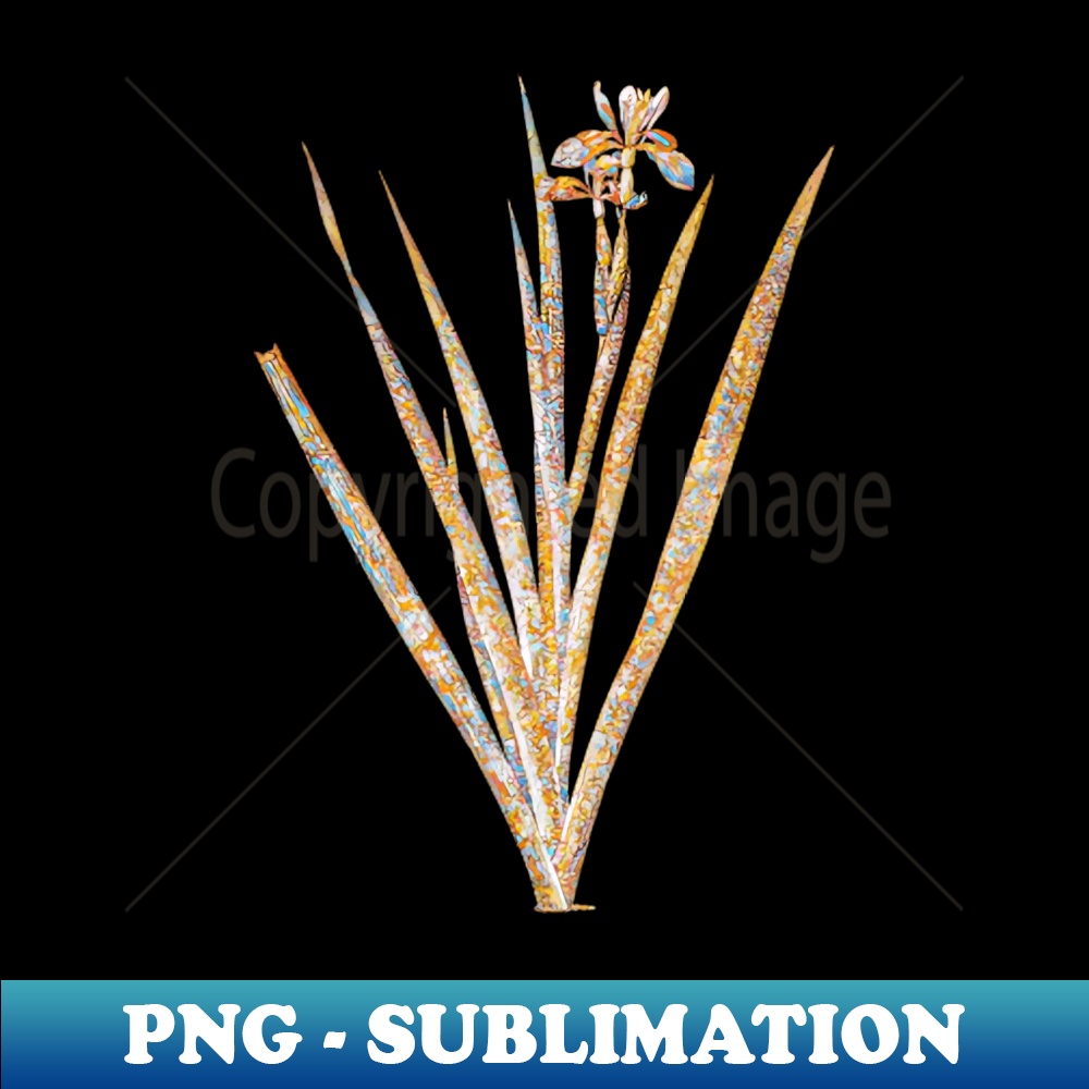 Gold Prism Mosaic Stinking Iris Botanical Illustration - Modern Sublimation PNG File