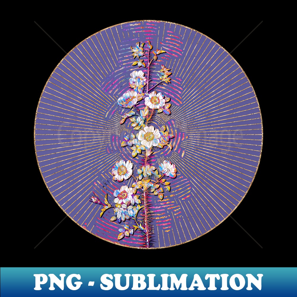 Scotch Rose Bloom Floral Rainbow Mosaic on Veri Peri - High-Resolution PNG Sublimation File