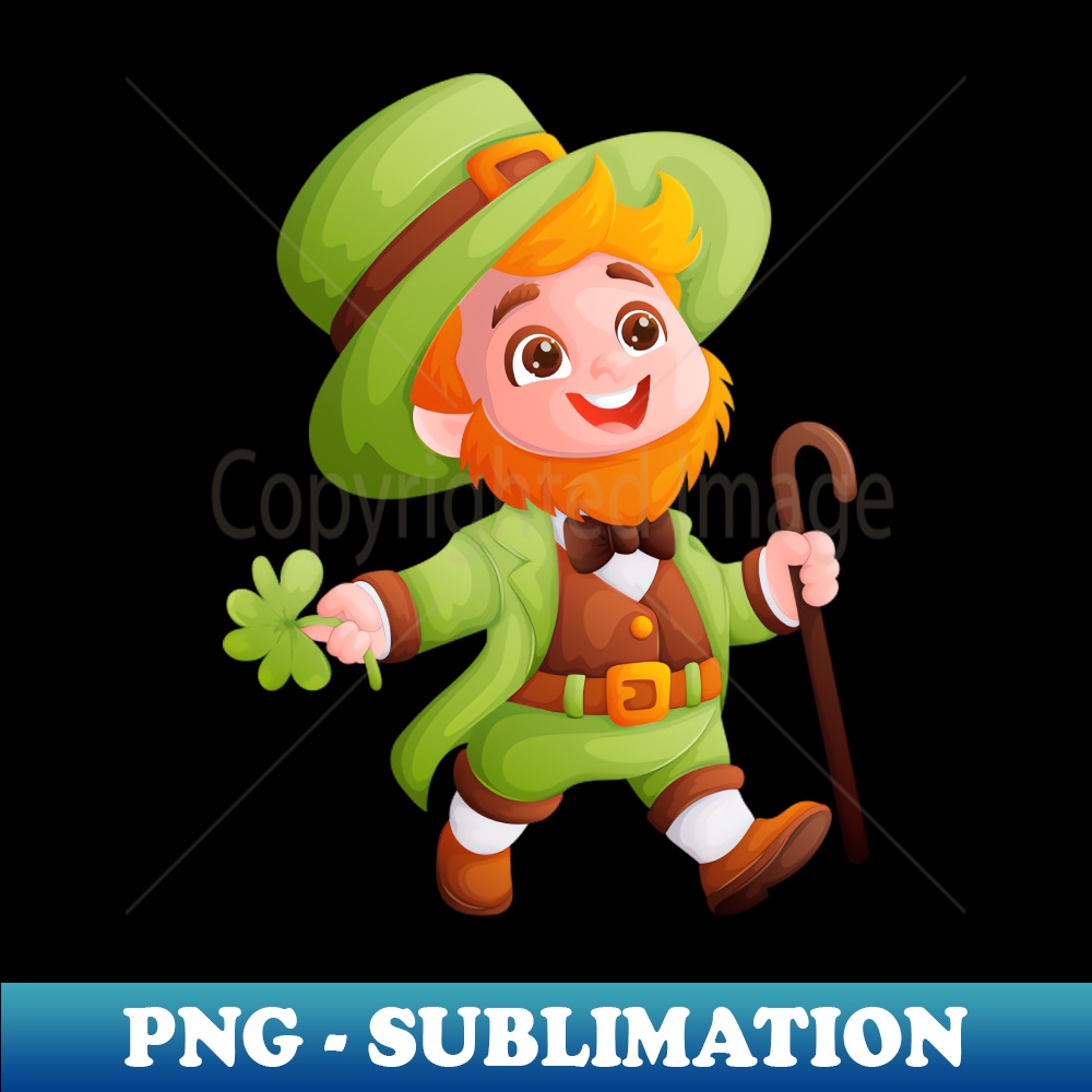 Happy leprechaun in green suit and cone hat, symbol of St. Patrick's Day - Retro PNG Sublimation Digital Download