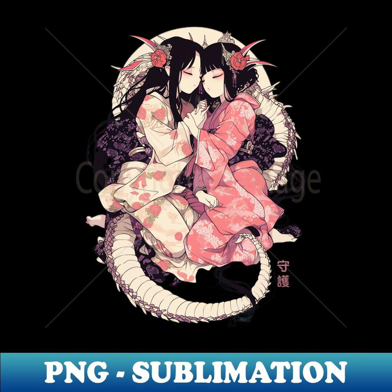 Sleeping Geishas Graphic T-Shirt - Trendy Sublimation Digital Download